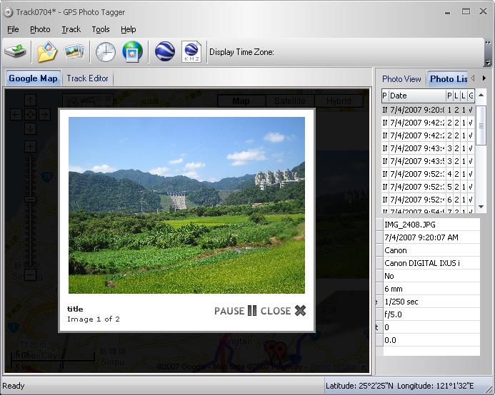 Photo play in Google map window